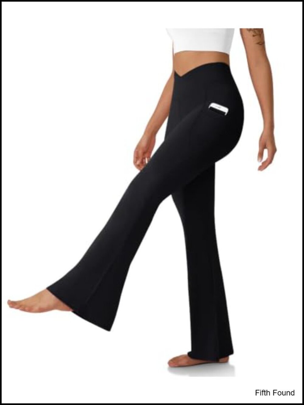Women's Flare Leggings with Pockets Crossover High Waisted Yoga Pants